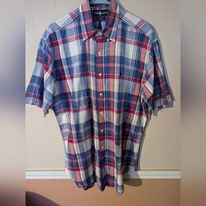 Ralph Lauren Polo Blaire Button Up Shirt Plaid Short Sleeve Size Medium 100% Cot